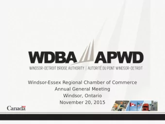 Windsor-Essex Regional Chamber of Commerce  Annual General Meeting  Windsor, Ontario  November 20,
