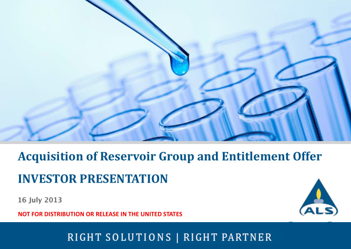 acquisition of reservoir group and entitlement offer