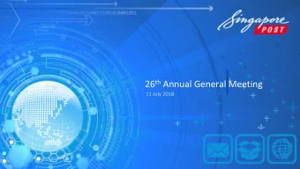 26 th Annual General Meeting  11 July 2018  Agenda  FY2017/18 Financials  Cash flow and Balance