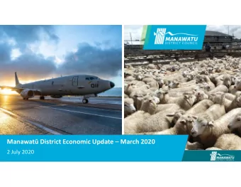 Manawat District Economic Update  March 2020  2 July 2020  Key messages  The Manawat