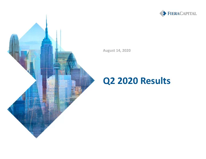 q2 2020 results important information