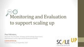 Monitoring and Evaluation  to support scaling up  Paul Winters,  Associate Vice President, Strategy