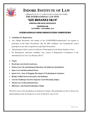 3. Guidelines for Paper Presentations   The Lex Bonanza shall have paper presentations