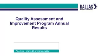 Quality Assessment and  Improvement Program Annual  Results  Alan King  Interim Chief Internal