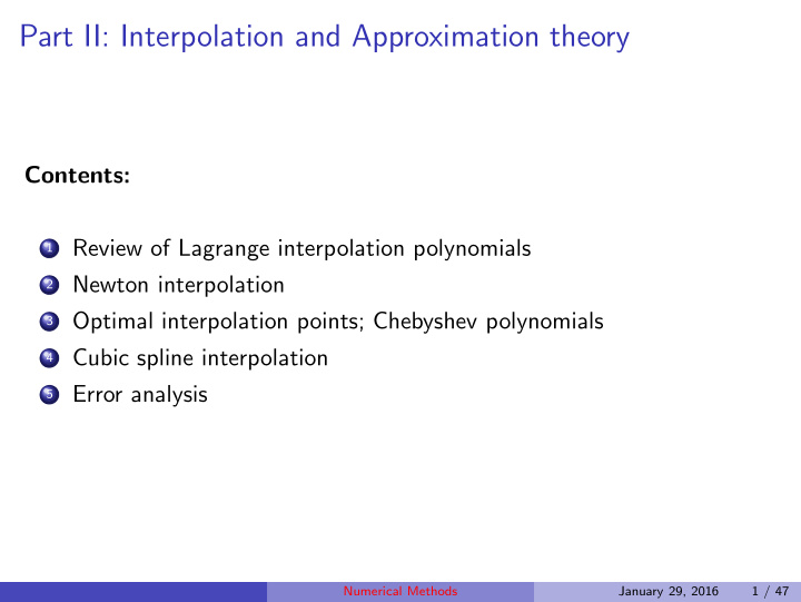 part ii interpolation and approximation theory
