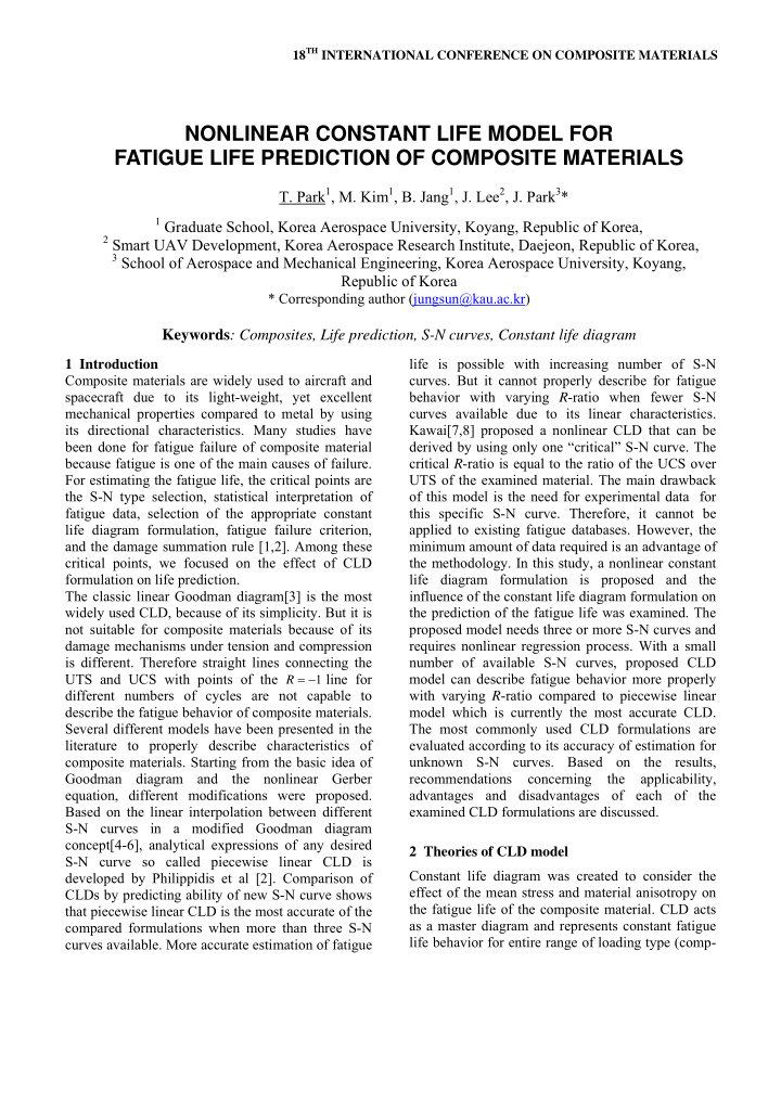 nonlinear constant life model for fatigue life prediction