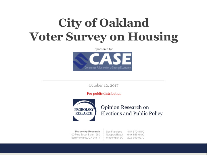 city of oakland voter survey on housing