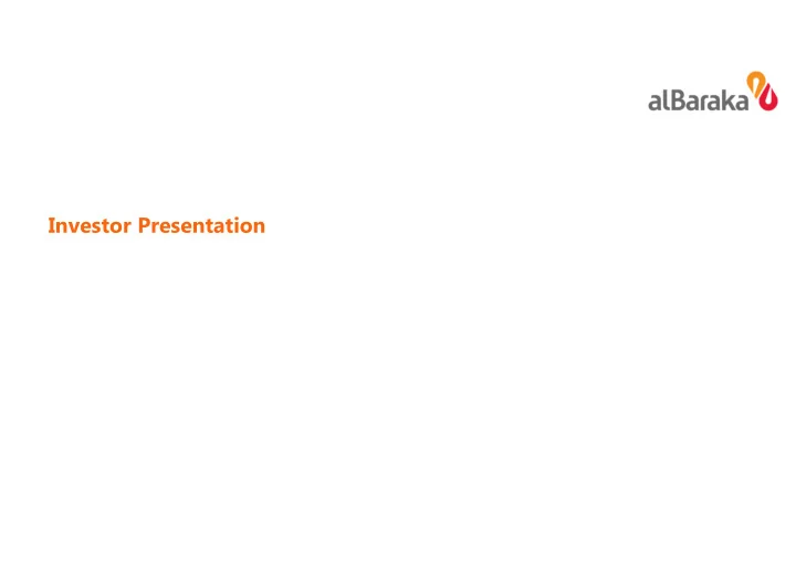 investor presentation disclaimer