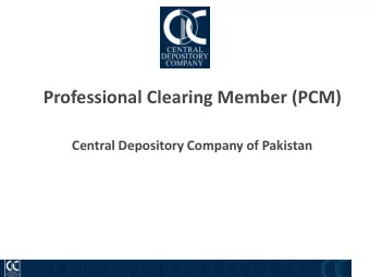 Professional Clearing Member (PCM)  Central Depository Company of Pakistan  Professional Clearing