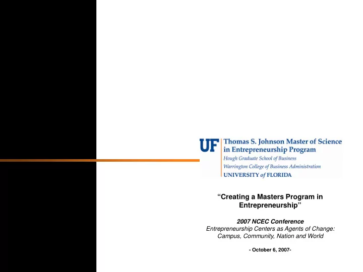 creating a masters program in entrepreneurship