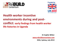 health worker incentive environments during and post