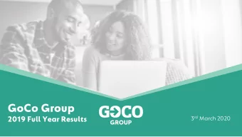 GoCo Group 3 rd March 2020  2019 Full Year Results  Confidential Information - Insider (CI-I)