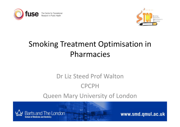 smoking treatment optimisation in pharmacies