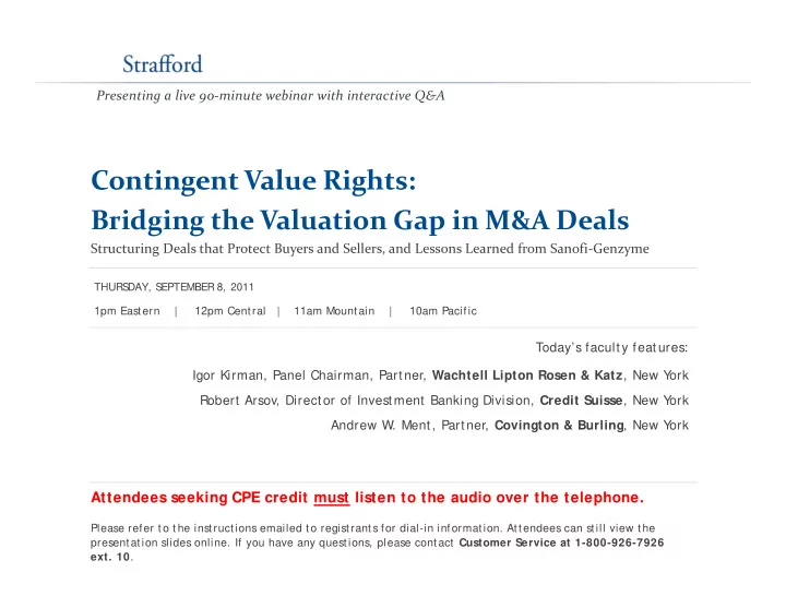 contingent value rights contingent value rights bridging