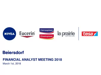 FINANCIAL ANALYST MEETING 2018  March 1st, 2018  DISCLAIMER  Some of the statements made in this