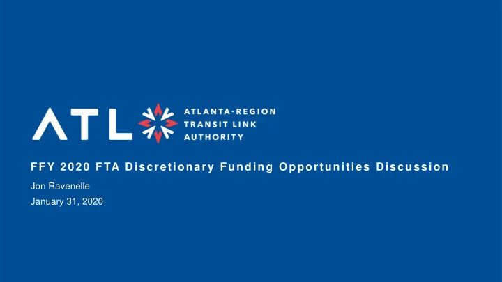 ffy 2020 fta discretionary funding opportunities