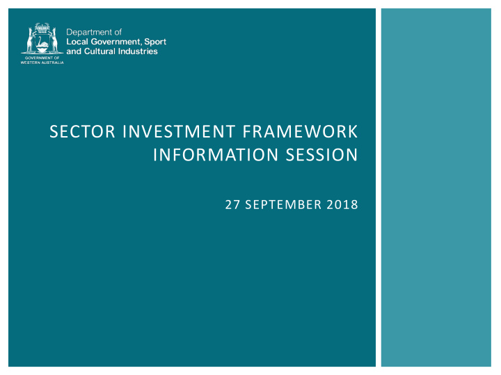 sector investment framework information session