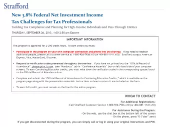 New 3.8% Federal Net Investment Income  Tax Challenges for Tax Professionals  Tackling Tax