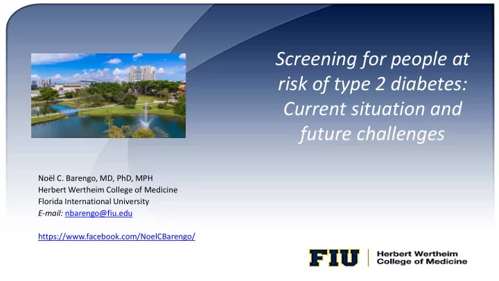 screening for people at risk of type 2 diabetes current