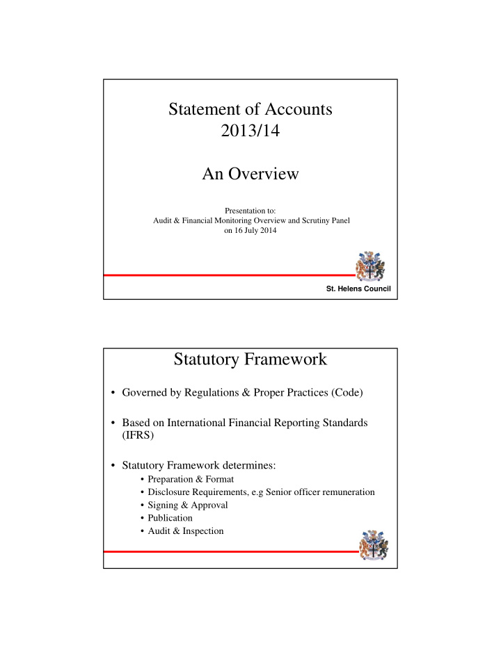 statement of accounts 2013 14 an overview