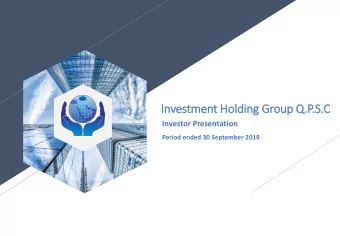 In  Investment  t Holding Group Q.P.S.C  Investor Presentation  Period ended 30 September 2019