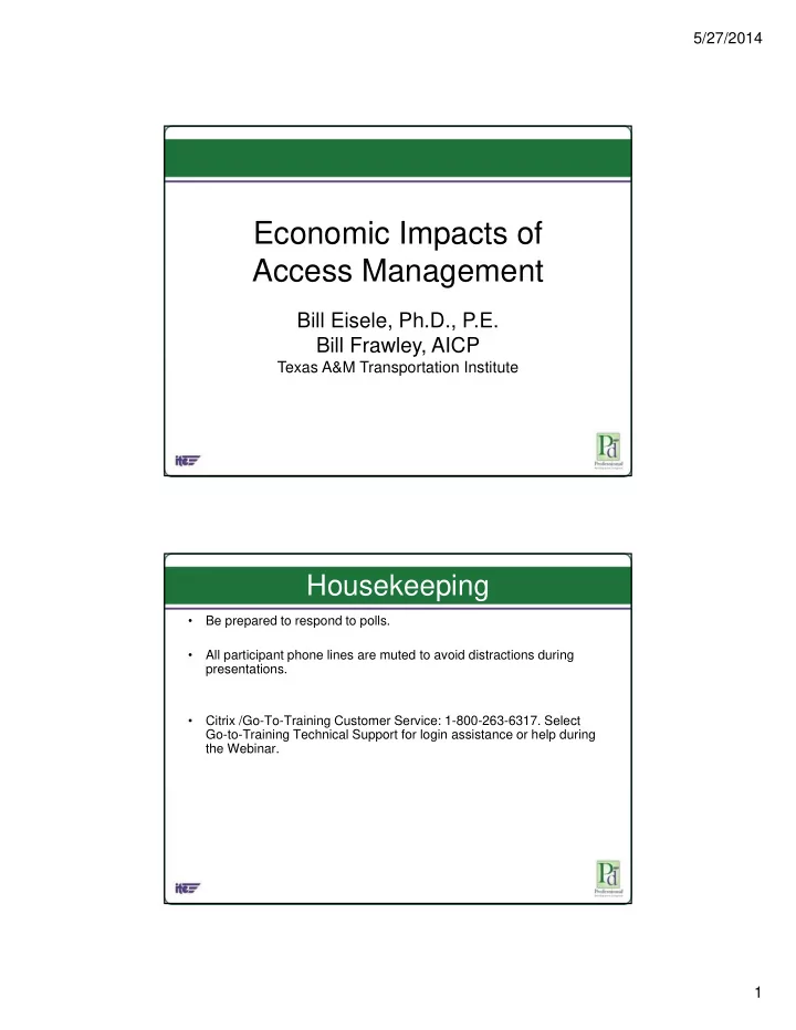 economic impacts of economic impacts of access management