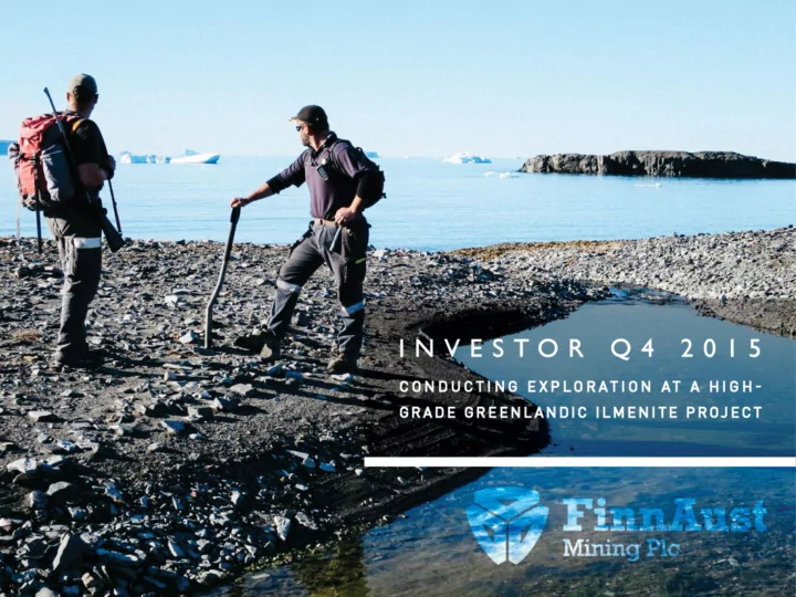 finnaust mining investor presentation disclaimer