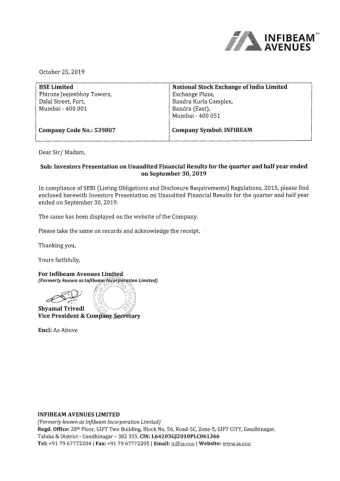2Q FY20  Earnings 25  October  2019  INFIBEAM AVENUES LIMITED  Disclaimer This