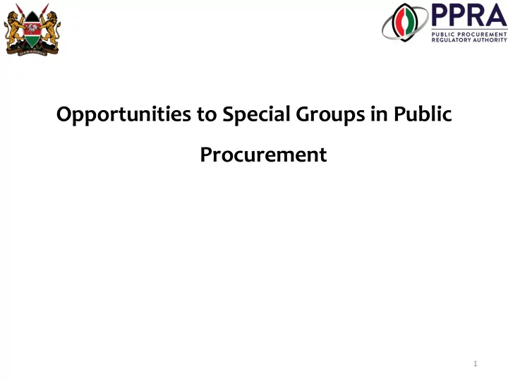 opportunities to special groups in public procurement