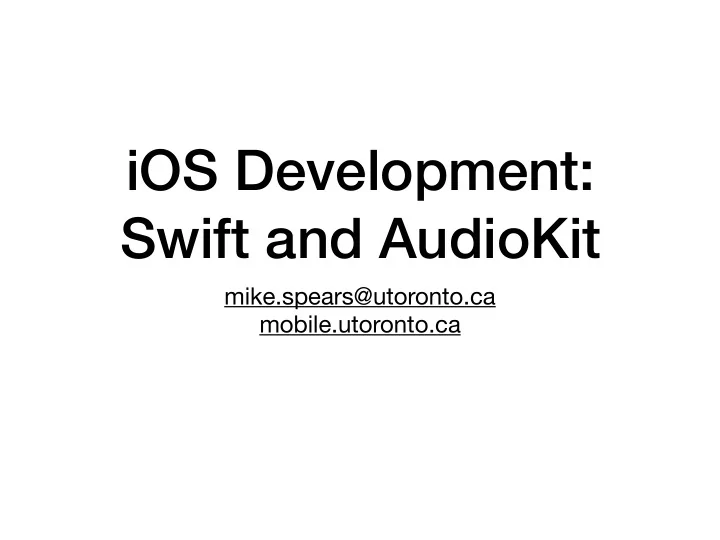 ios development swift and audiokit