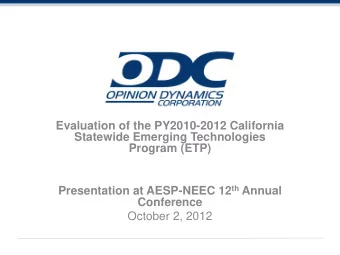 Evaluation of the PY2010-2012 California  Statewide Emerging Technologies  Program (ETP)