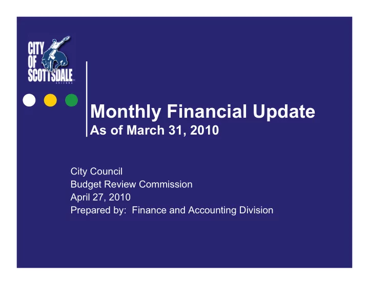 monthly financial update