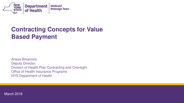 contracting concepts for value based payment