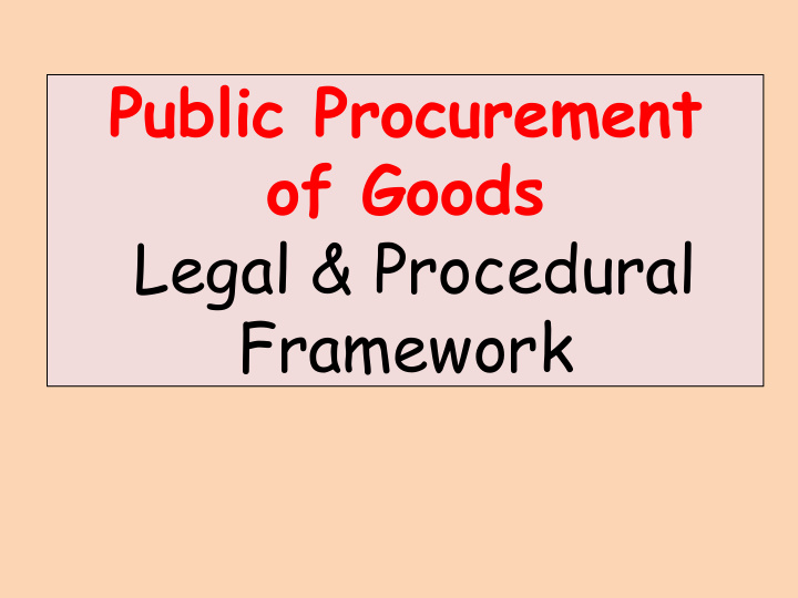 public procurement of goods