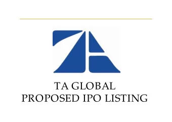 TA GLOBAL  PROPOSED IPO LISTING  DEMERGER OF TA ENTERPRISE BERHAD  DEMERGER OF TA ENTERPRISE BERHAD