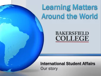 In  Internati  ernation  onal  al St  Stude  udent  nt Affa  fair  irs  Our story  Tra  ravel  l