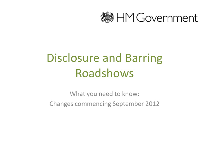 disclosure and barring roadshows