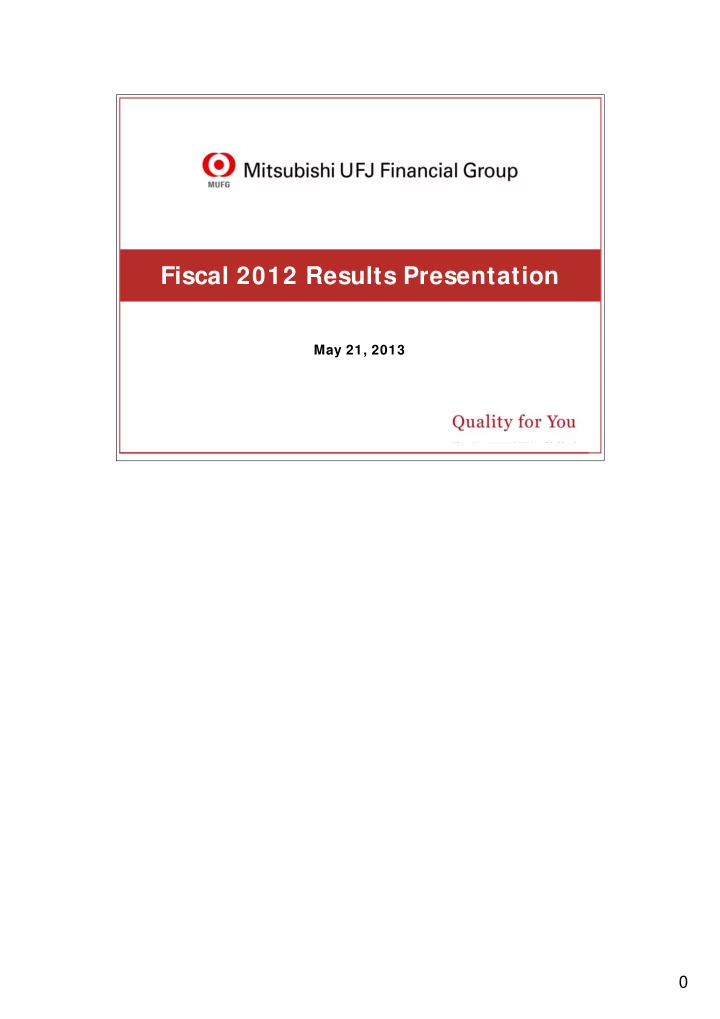 fiscal 2012 results presentation
