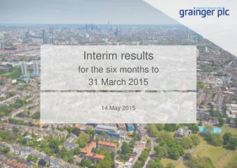 Interim results  for the six months to  31 March 2015  14 May 2015  Agenda  1. Introduction Andrew