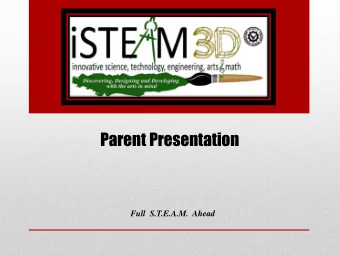 Parent Presentation  Full  S.T.E.A.M.  Ahead  What does  iSTEAM3D mean?  i  innovative