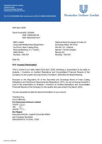 BSE Limited, National Stock Exchange of India Ltd Corporate Relationship Department, Exchange