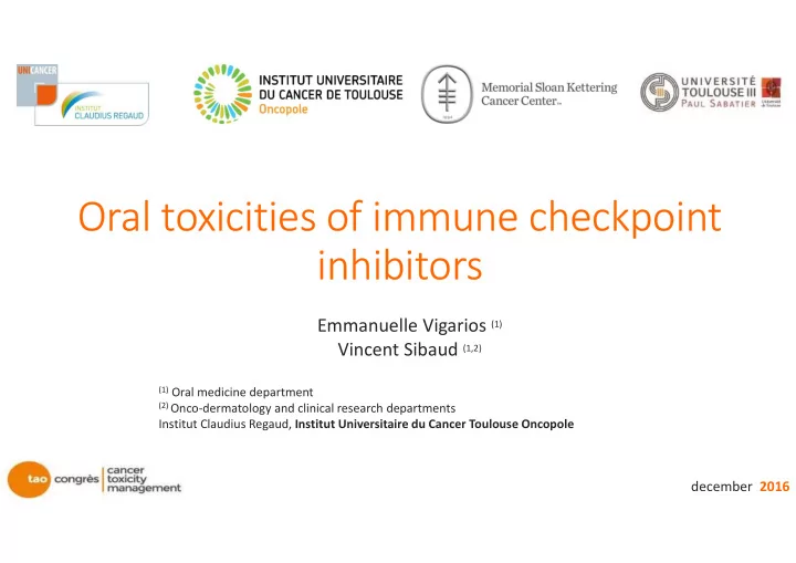 oral toxicities of immune checkpoint inhibitors