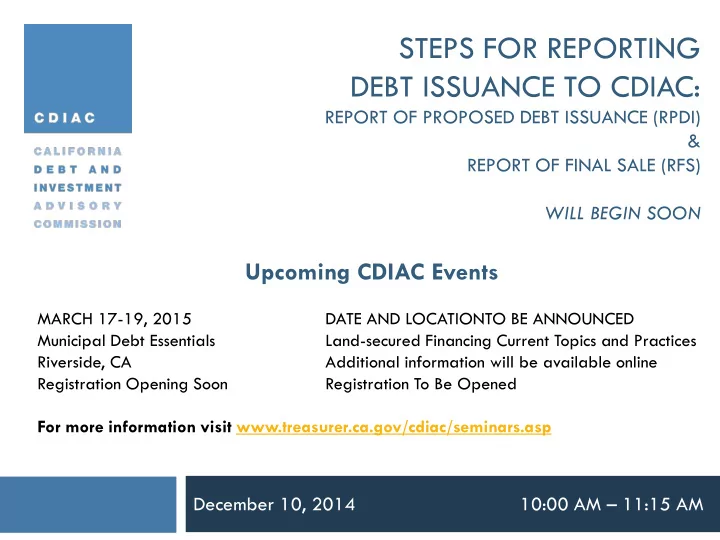 steps for reporting