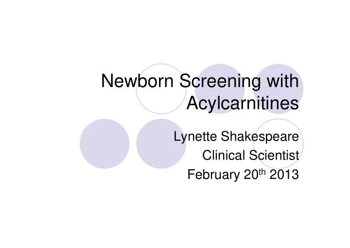 newborn screening with acylcarnitines