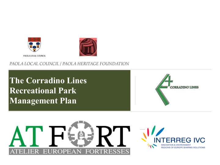 the corradino lines recreational park management plan the
