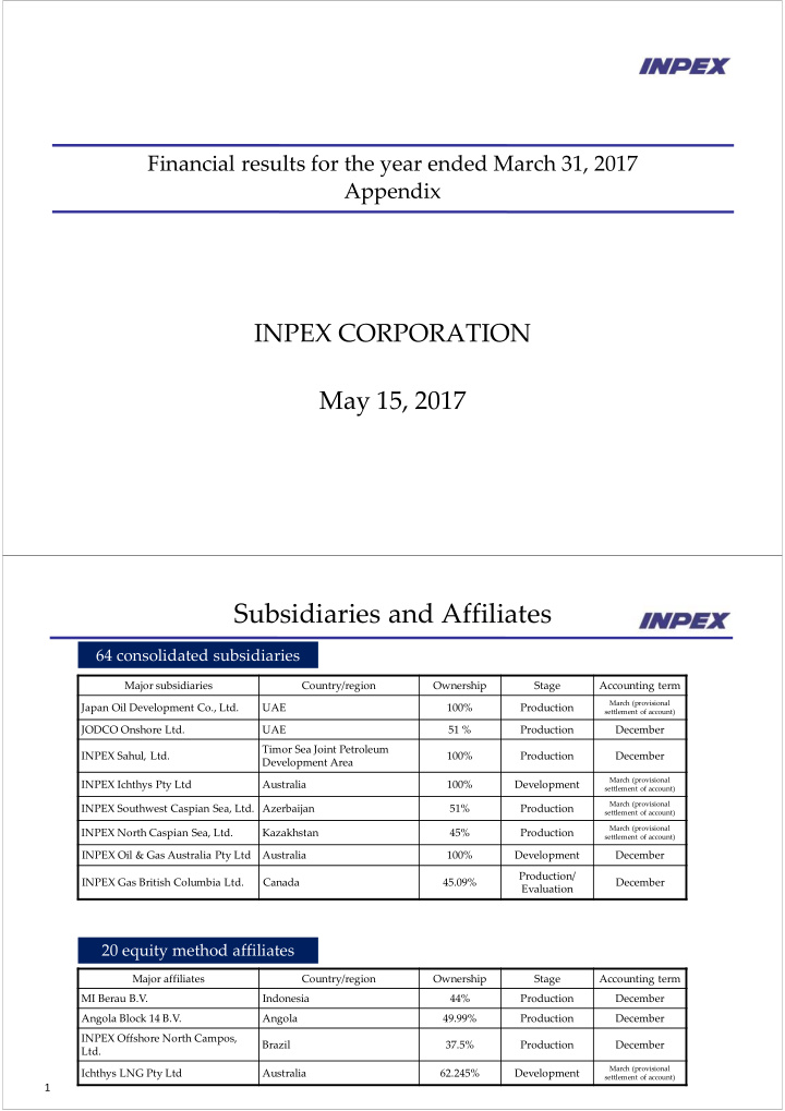 subsidiaries and affiliates