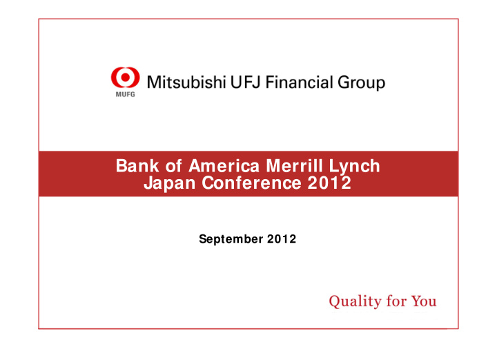 bank of america merrill lynch japan conference 2012