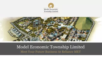 Model Economic Township Limited  Meet Your Future Business At Reliance MET India  Growth Story