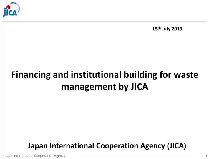 financing and institutional building for waste management