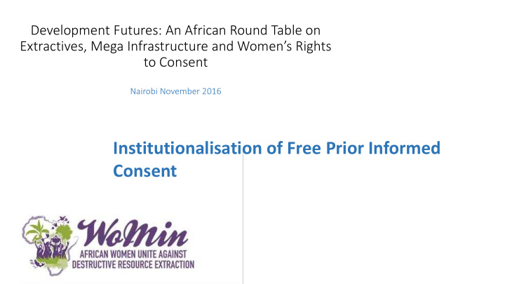 institutionalisation of free prior informed